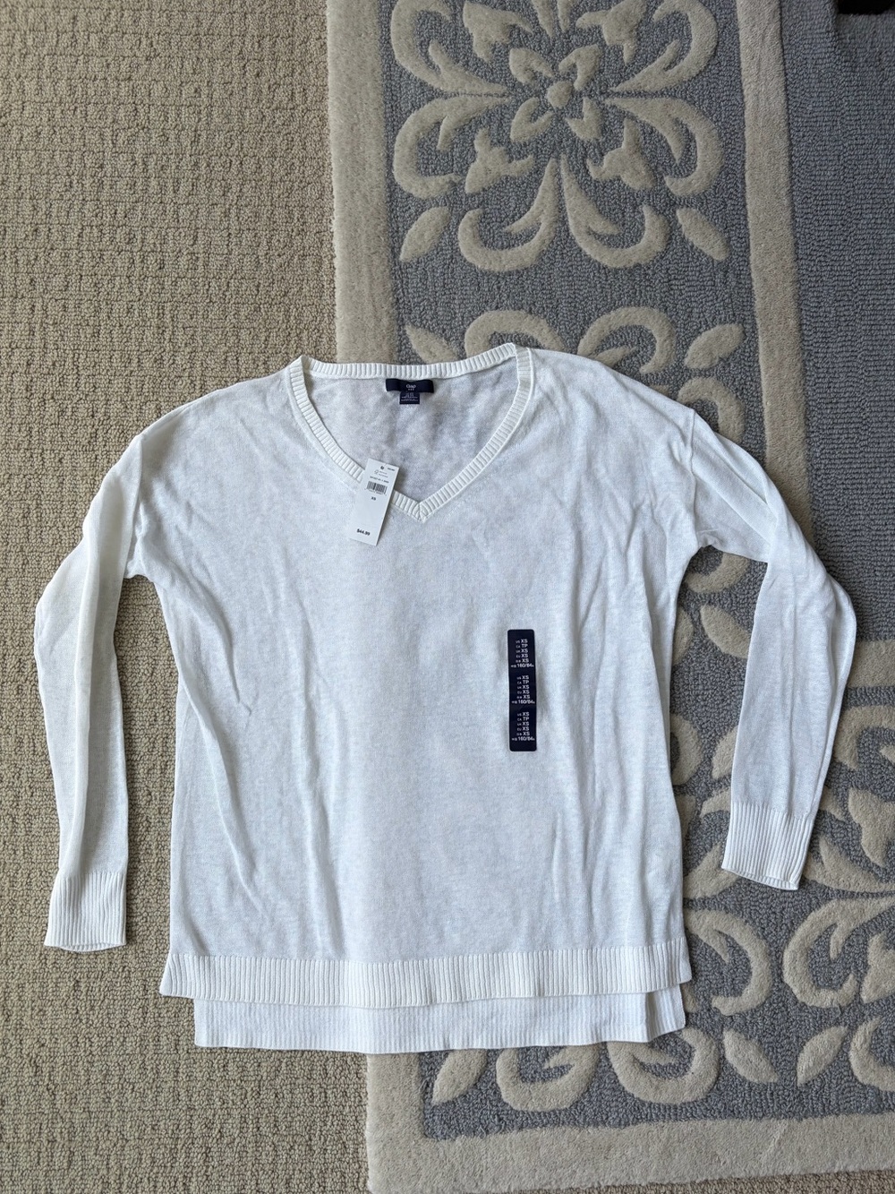 Lightweight White V-Neck Sweater